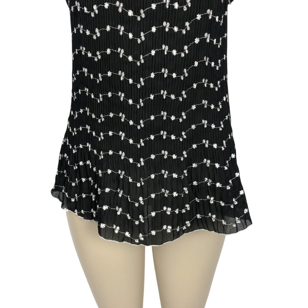 Dressbarn Floral Embroidered Ruffle Pleated Blouse Top XL Coquette Pastel Goth - Picture 4 of 9